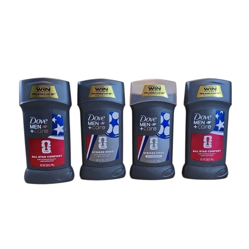 NEW Lot Of 4 Dove Men+Care FIFA World Cup Deodorant 2.6 oz. ea. Striker All Star